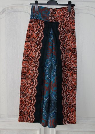 Thaise wrap broek bordeaux blauw voorkant